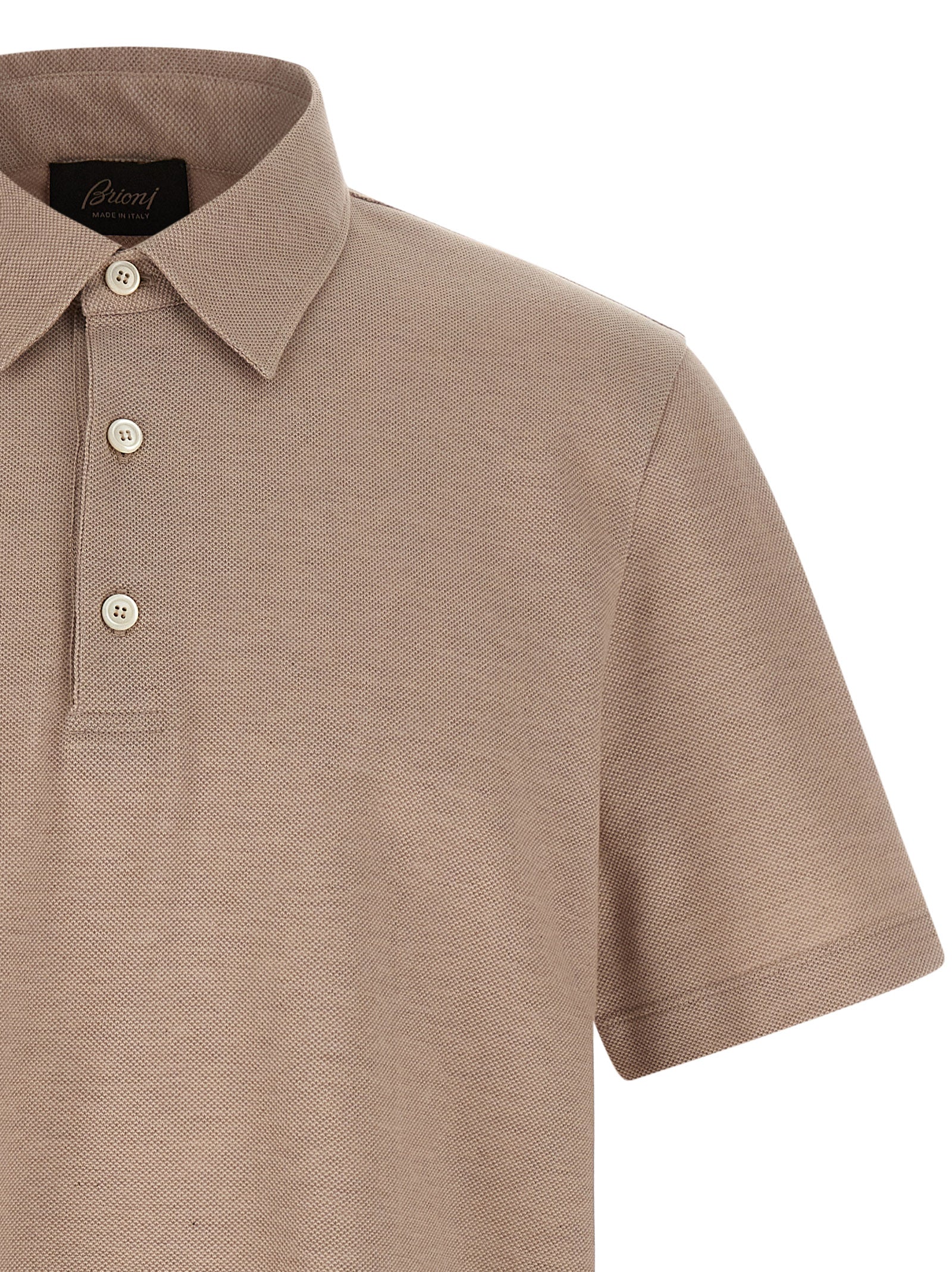 Brioni 100% Cotton polo shirt in beige — view 3