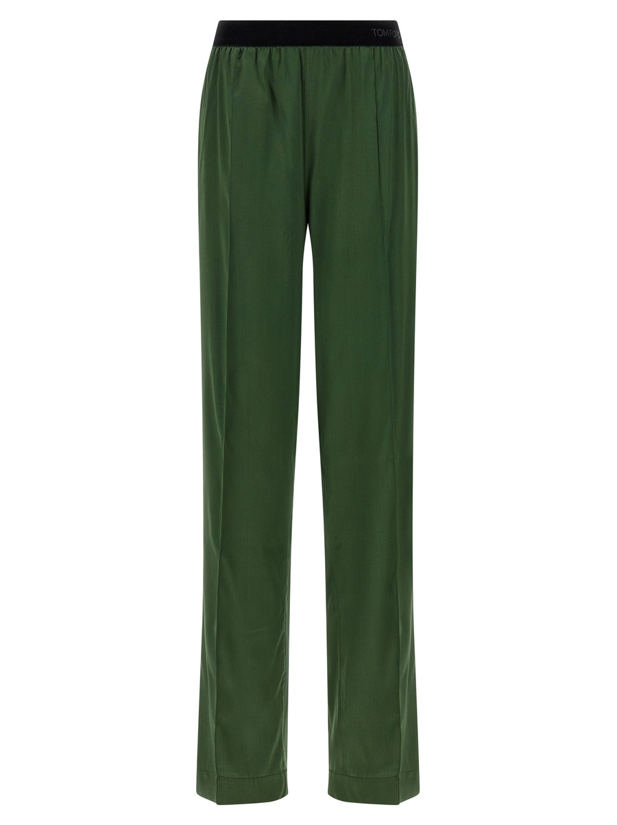 Tom Ford 94% silk trousers in green