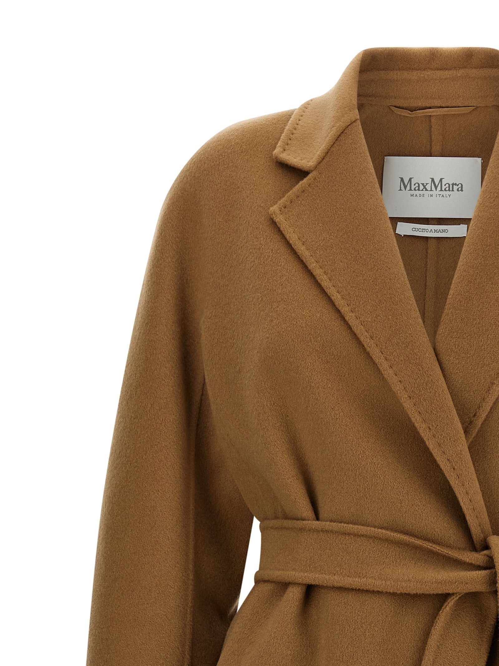 Max Mara 100% cashmere coat in beige — view 3