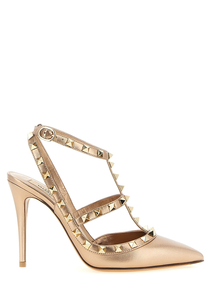 Valentino Garavani 100% calfskin leather pump in gold