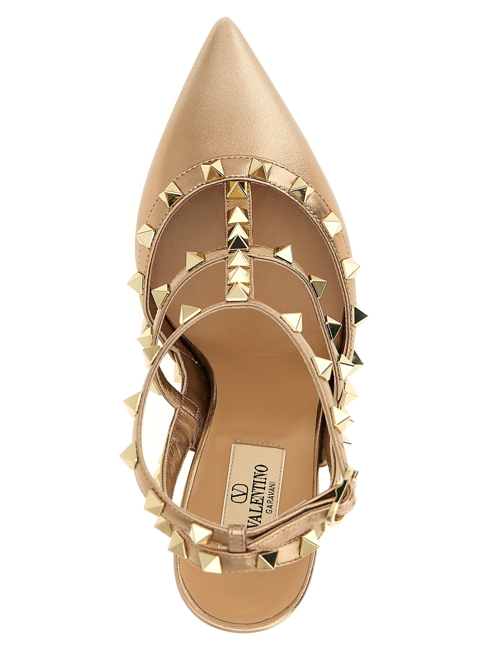 Valentino Garavani 100% calfskin leather pump in gold — view 4