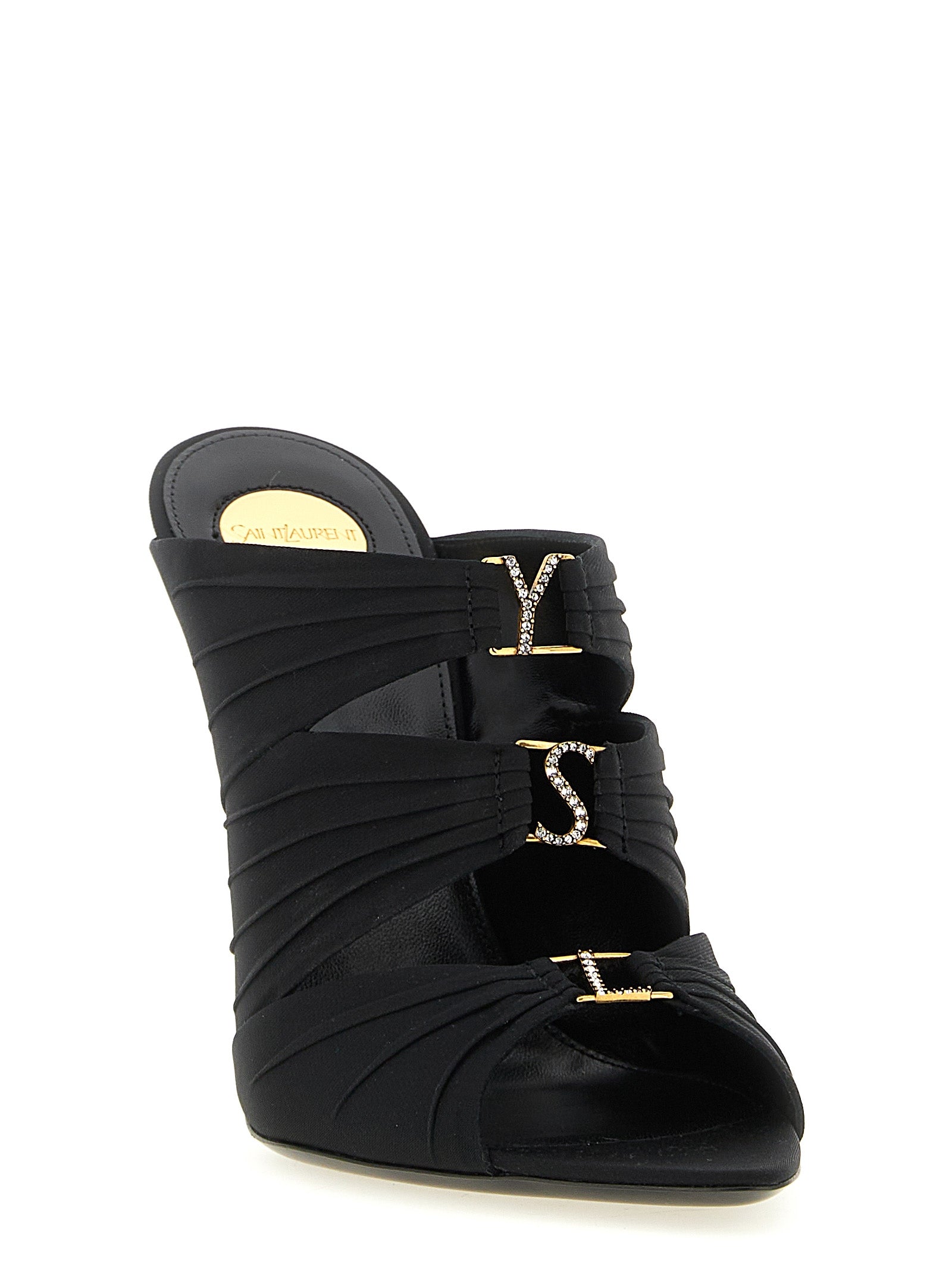 Saint Laurent 84% viscose mule in black — view 2
