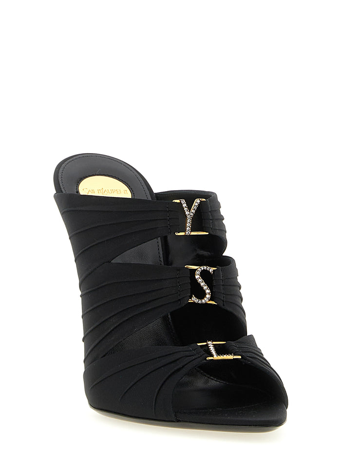 Saint Laurent 84% viscose mule in black — view 2