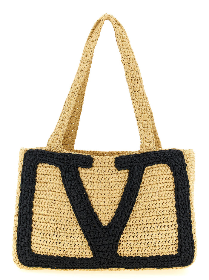 Beige Viscose Tote Bag