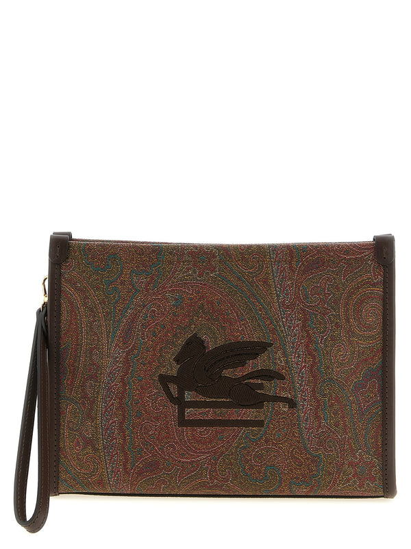 Etro 76% cotton clutch in brown