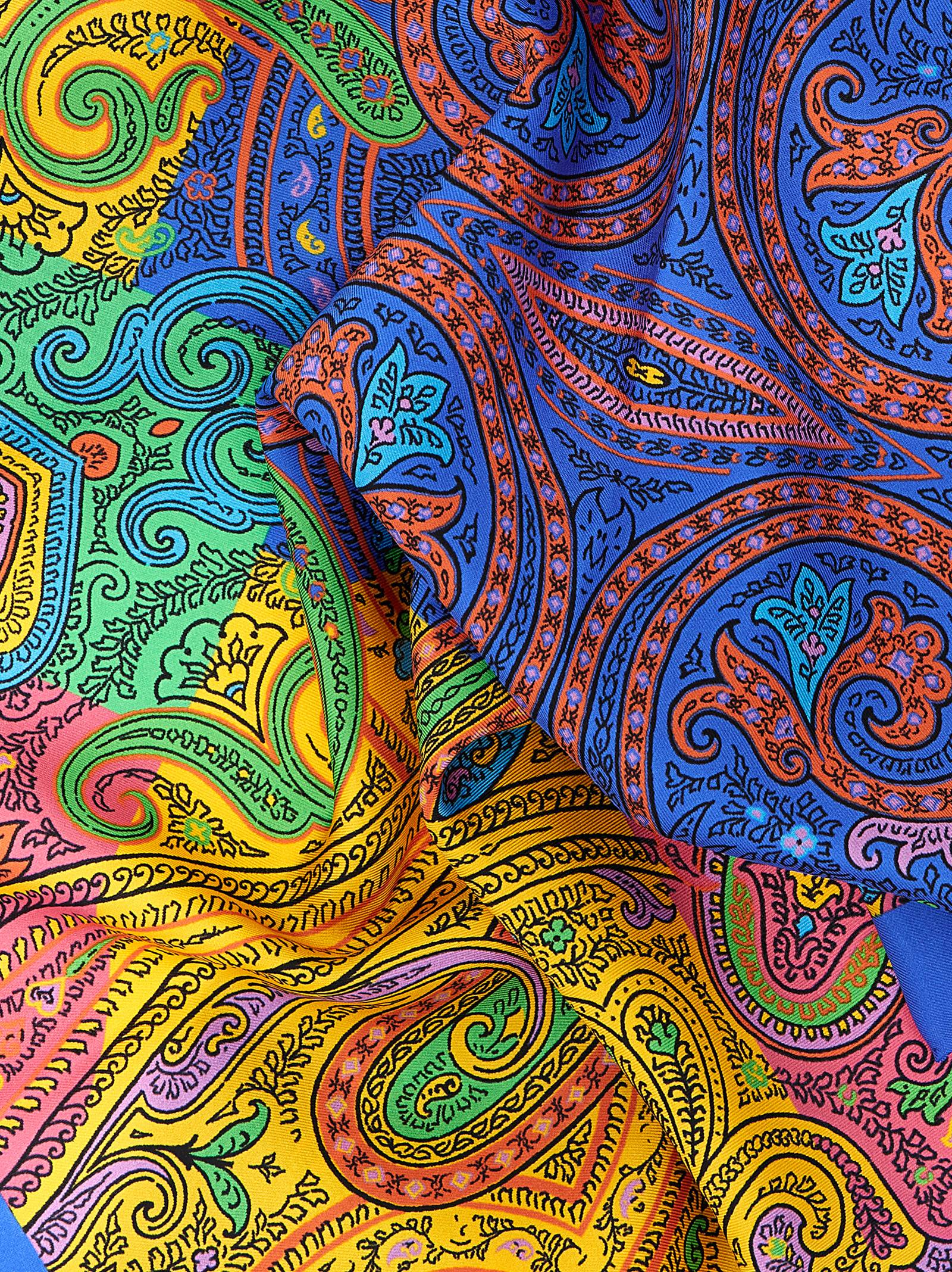 Etro 100% silk twill scarf in blue — view 3