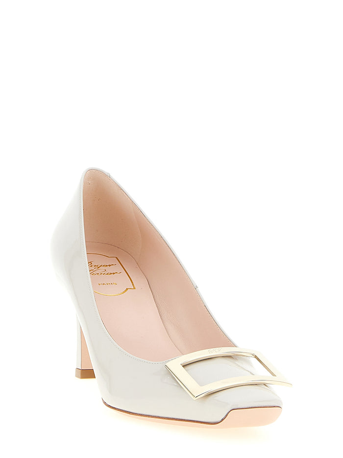 Roger Vivier 100% calfskin leather pump in gray — view 2