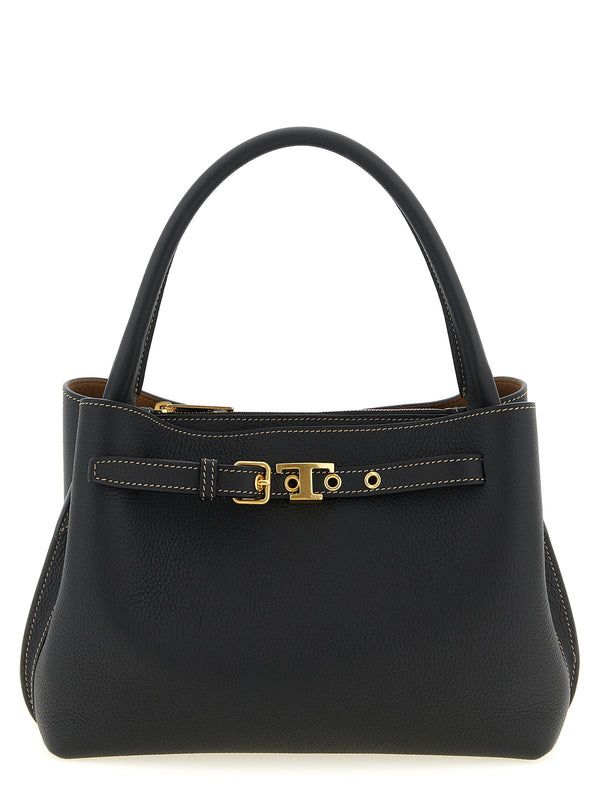 Tod's 100% calfskin leather top handle bag in black
