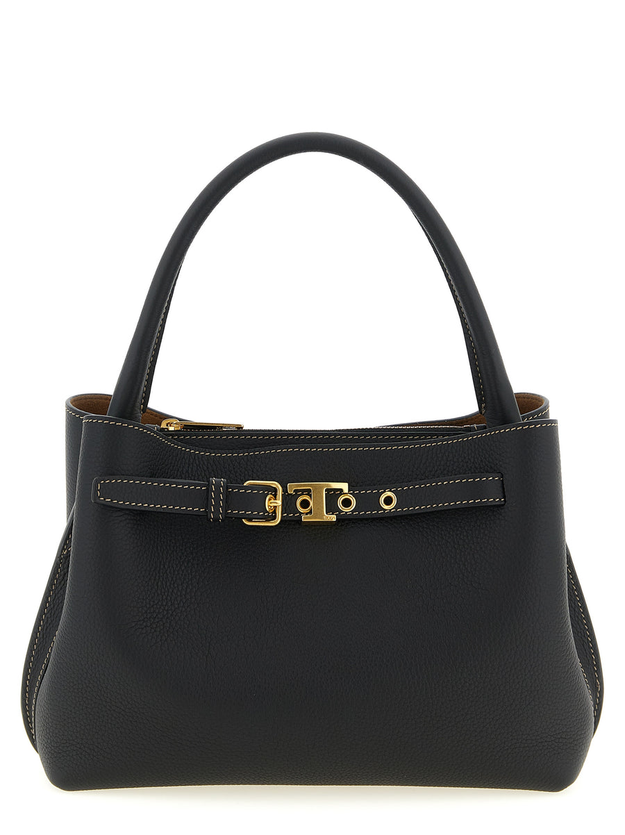 Tod's 100% calfskin leather top handle bag in black