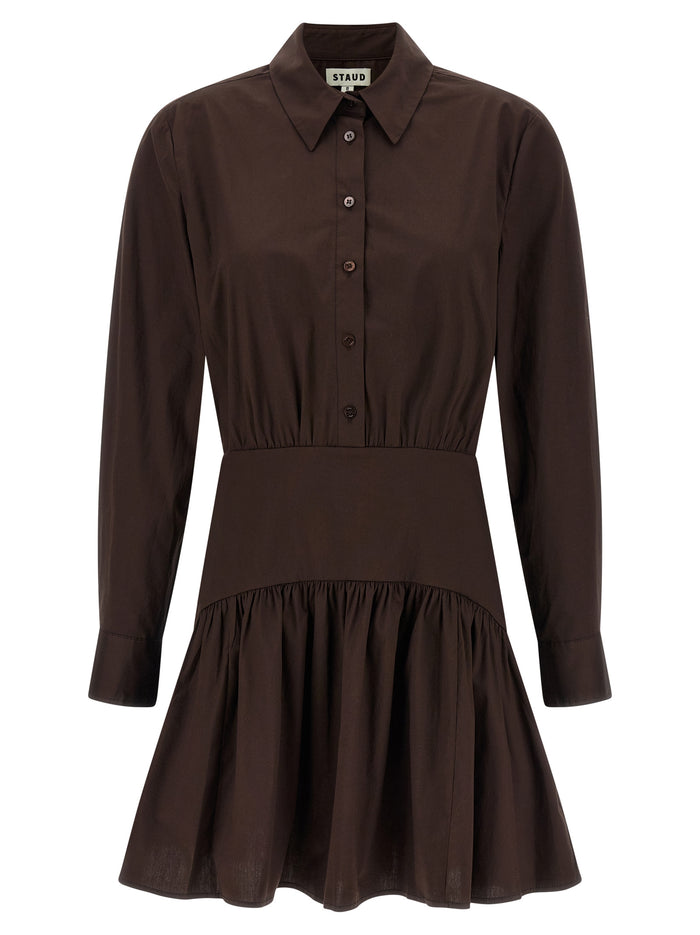 Staud 98% cotton dress in brown
