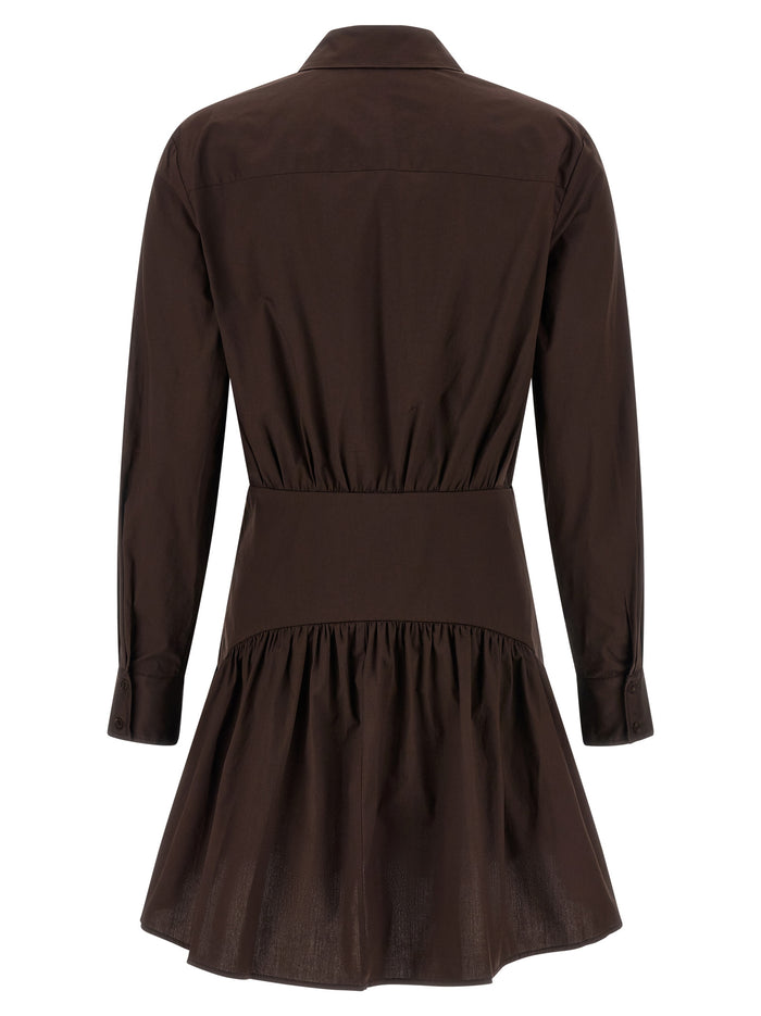 Staud 98% cotton dress in brown — view 2