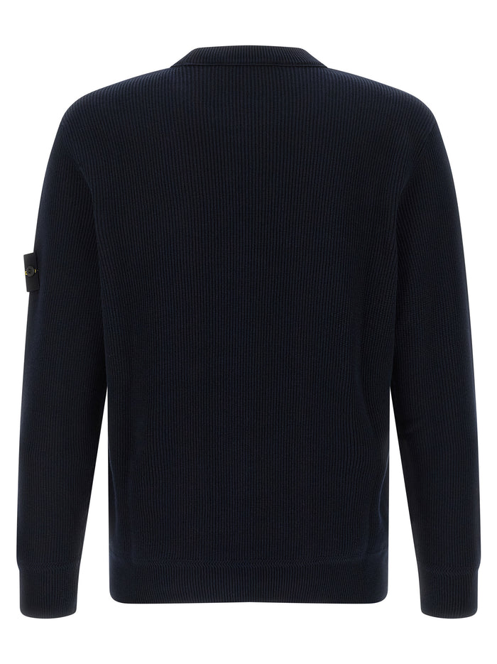 Stone Island 100% cotton sweater in blue — view 2