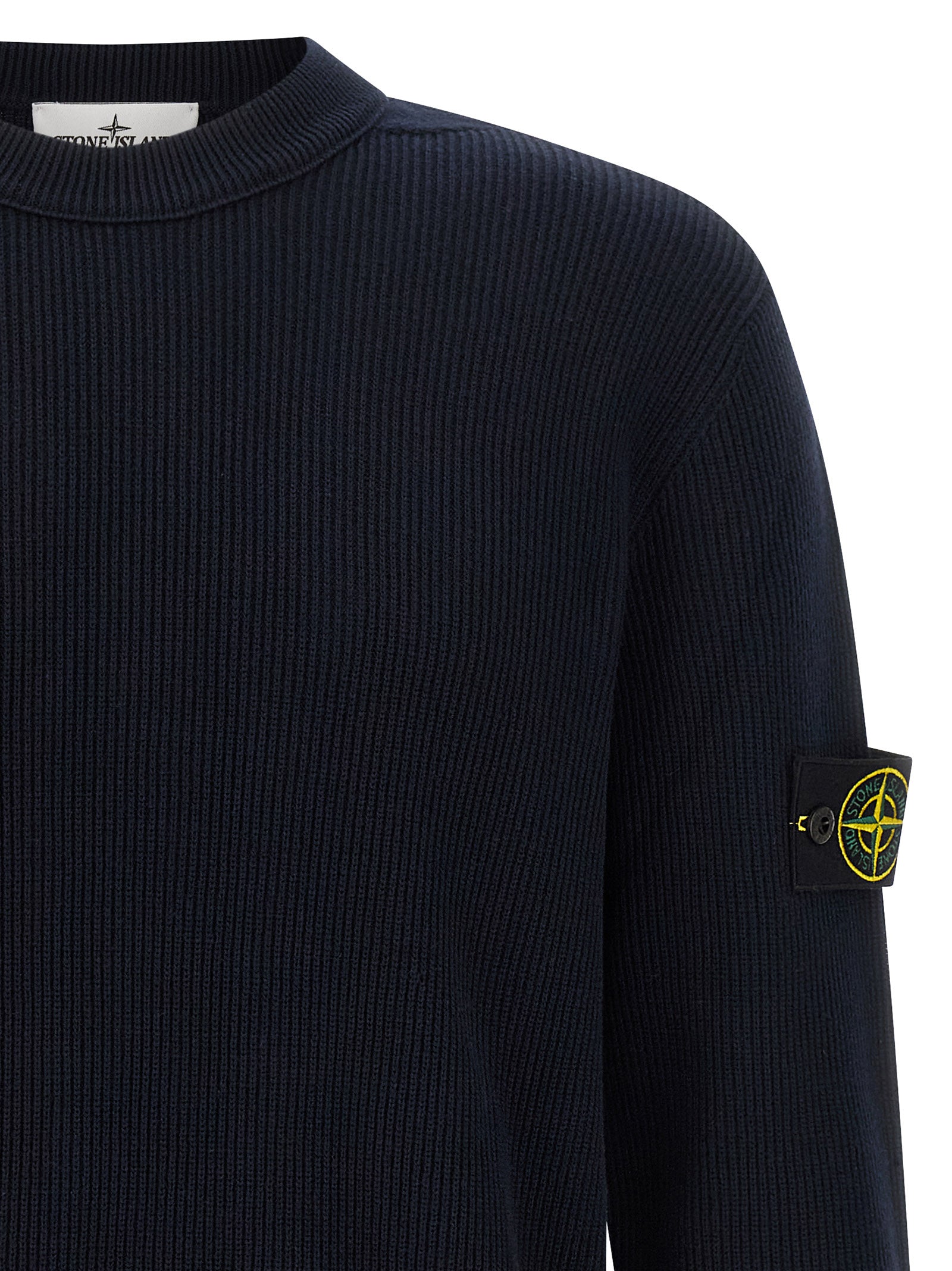 Stone Island 100% cotton sweater in blue — view 3