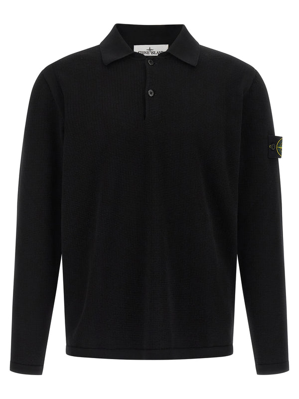 Stone Island 100% cotton polo shirt in black