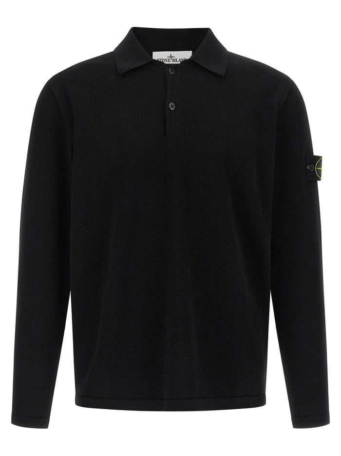 Stone Island 100% cotton polo shirt in black