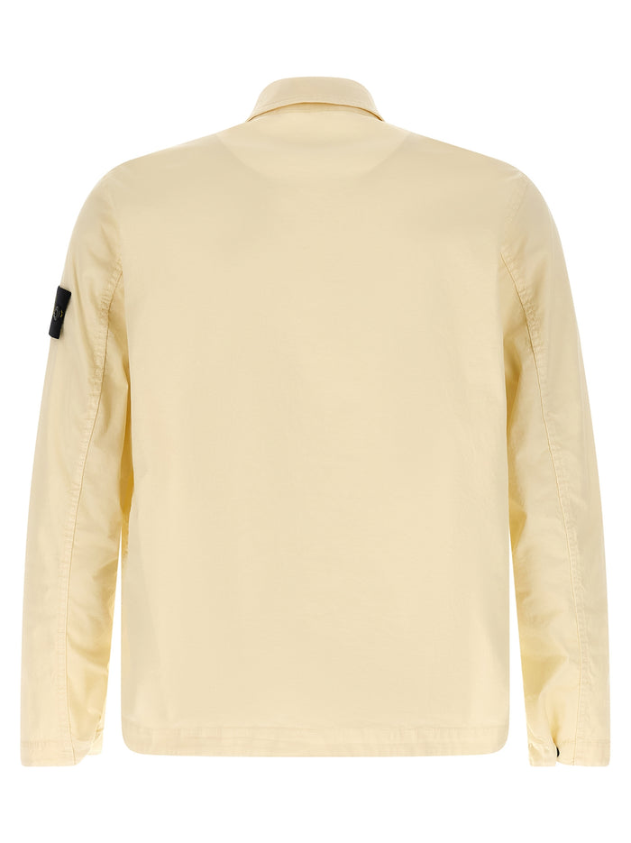 Stone Island 97% cotton overshirt in beige — view 2