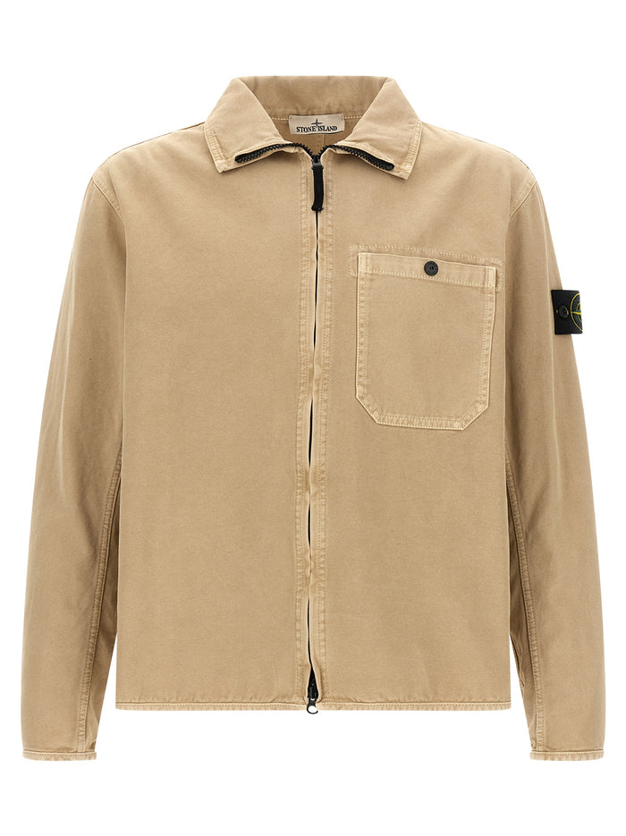 Stone Island 100% Cotton overshirt in beige