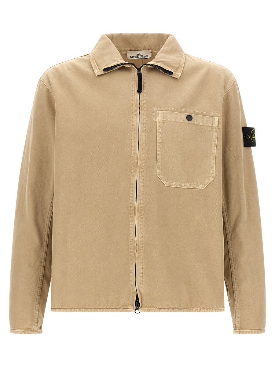 Stone Island 100% Cotton overshirt in beige