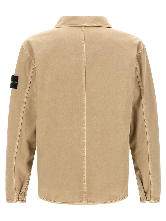 Stone Island 100% Cotton overshirt in beige — view 2