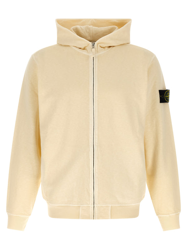 Stone Island 100% cotton hoodie in beige