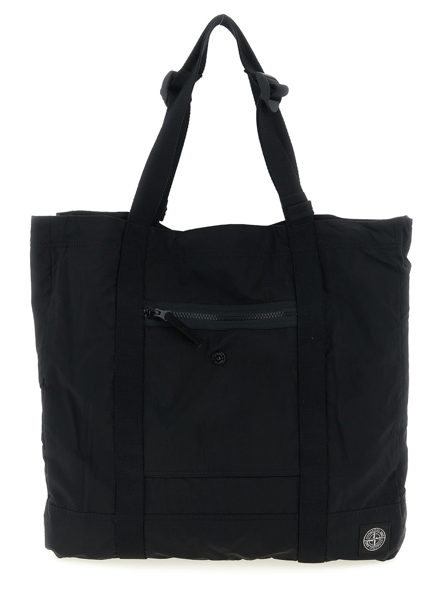 Stone Island 100% polyamide fibers with polyurethane lining tote bag in black
