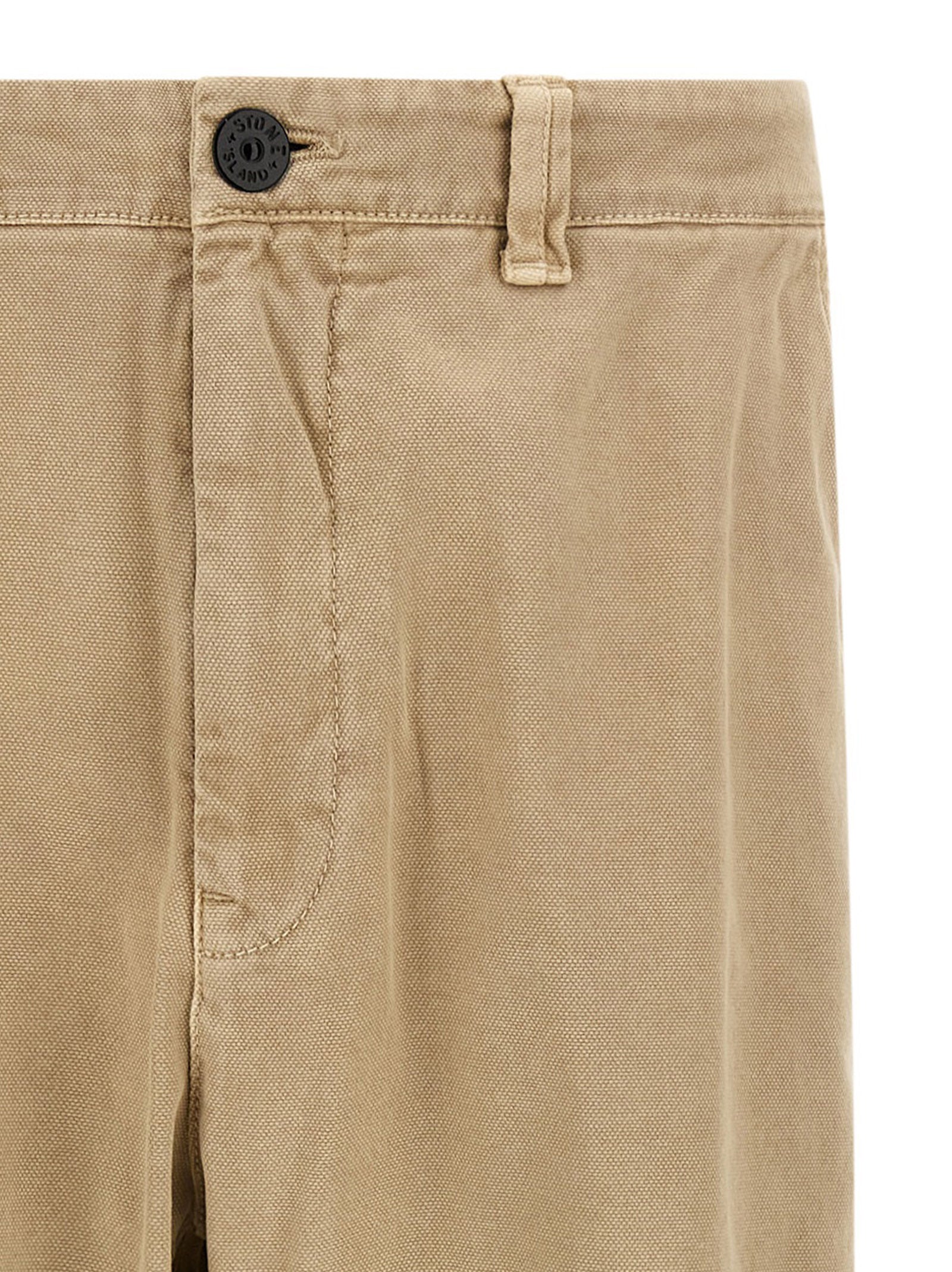 Stone Island 100% cotton chinos in beige — view 3