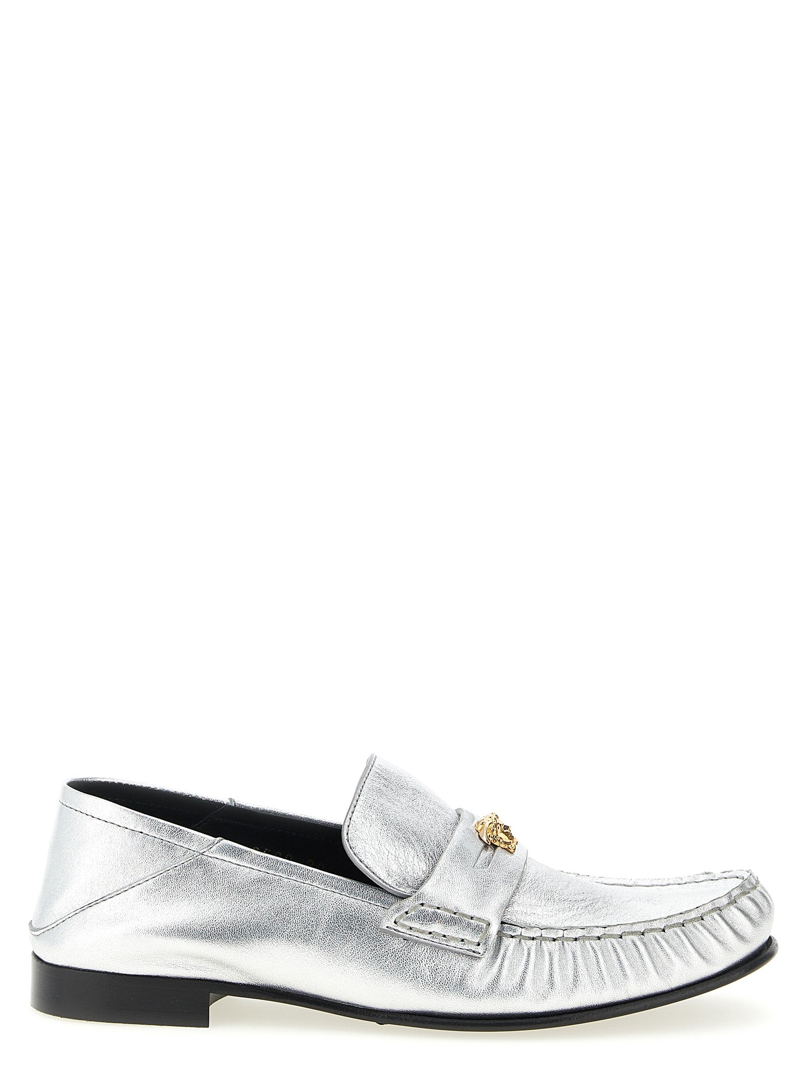 Versace 100% Lamb Leather loafer in silver