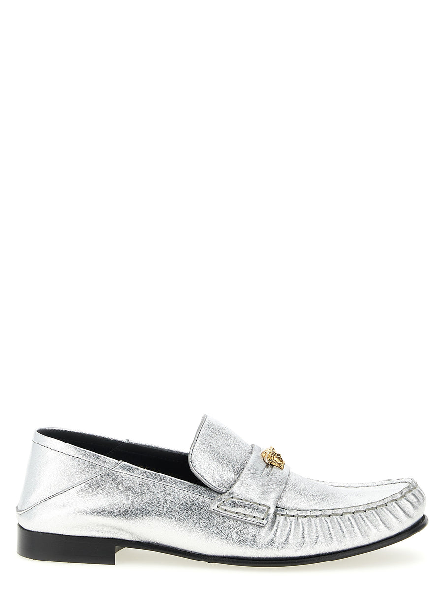 Versace 100% Lamb Leather loafer in silver