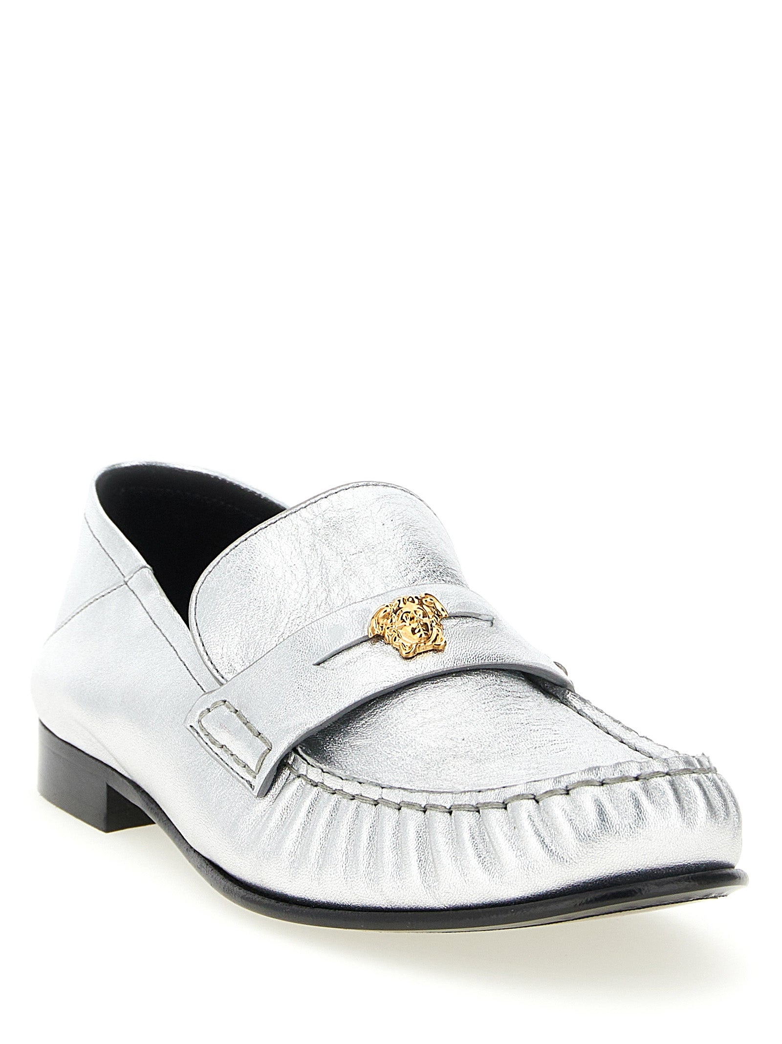 Versace 100% Lamb Leather loafer in silver — view 2