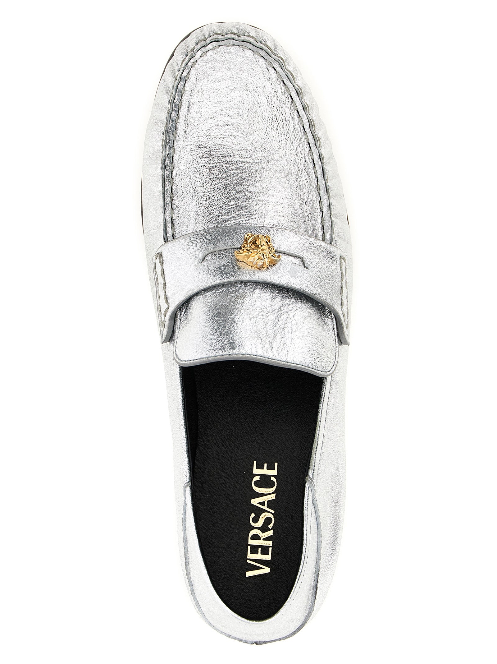 Versace 100% Lamb Leather loafer in silver — view 4