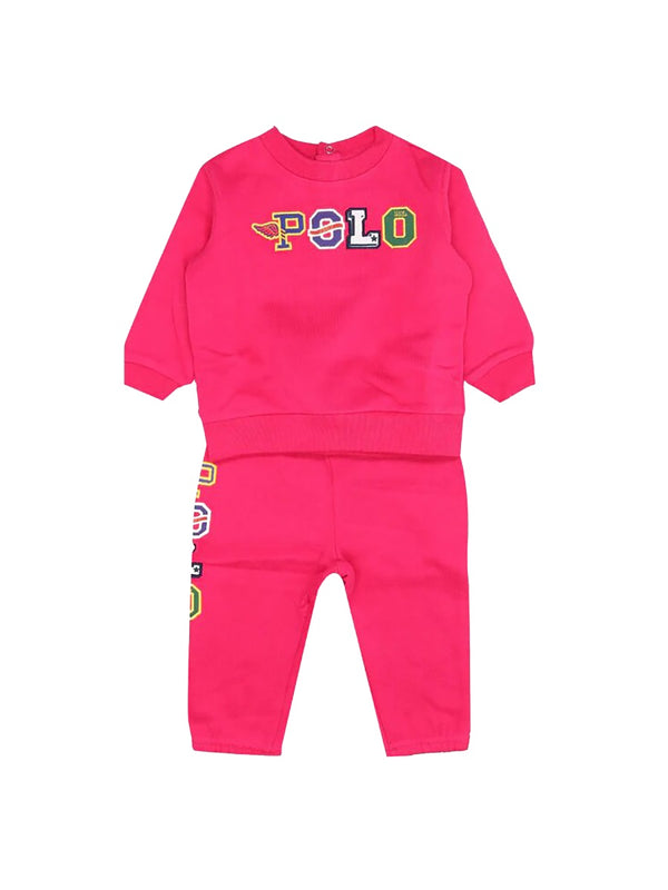 Crewneck Sweatshirt And Pants Set Fuchsia Cotton Polyester Sets
