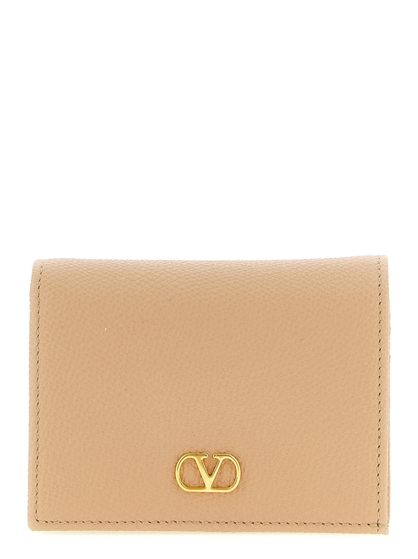 Valentino Garavani 100% calfskin leather wallet in beige
