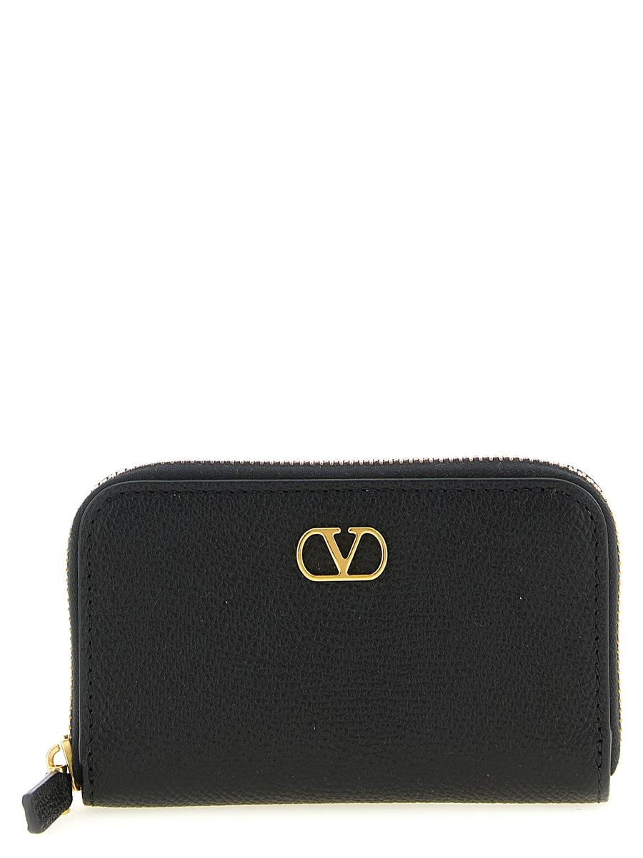 Valentino Garavani 100% calfskin leather card case in black
