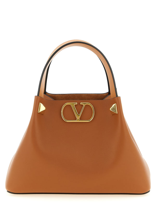 Valentino Garavani 100% calfskin leather tote bag in brown