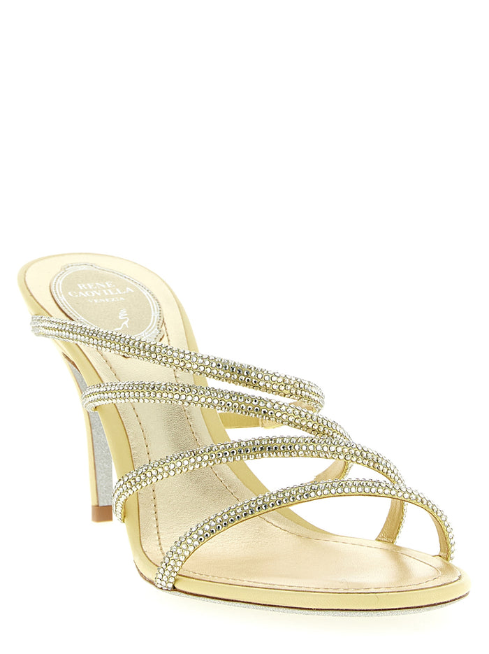Rene Caovilla 68% viscose heel sandal in gold — view 2