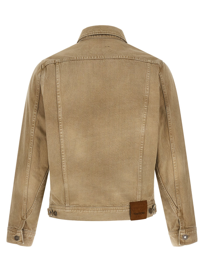Tom Ford 100% cotton jacket in beige — view 2