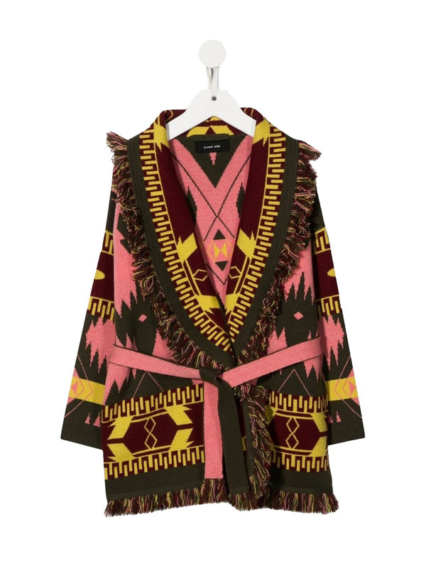 Cardigan Striped Bandana Jacquard Pink Cashmere Jumpers