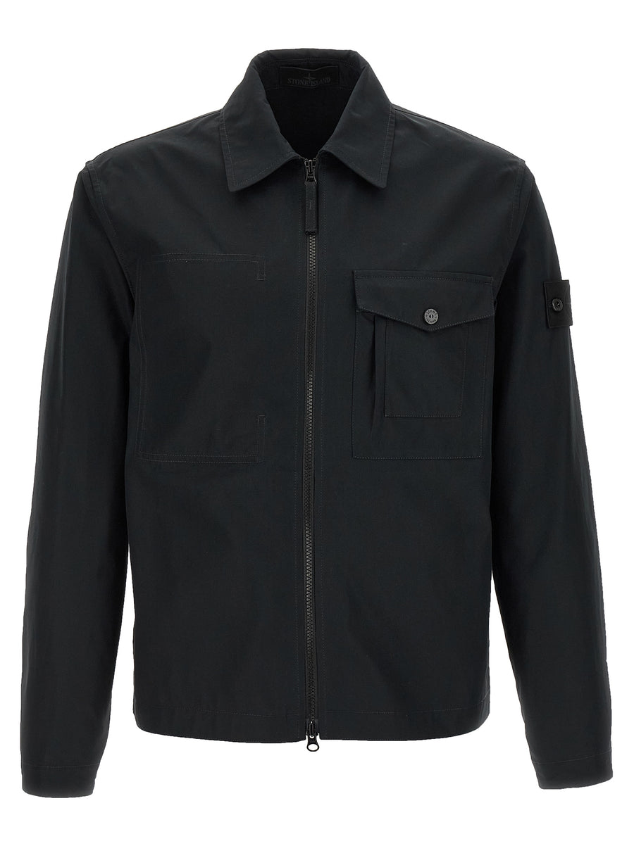 Stone Island 100% cotton overshirt in black