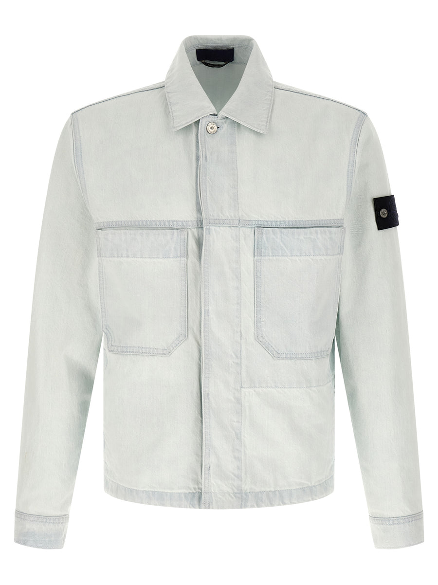 Stone Island 100% cotton jacket in light blue