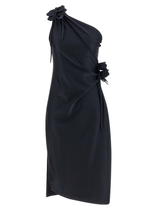 Coperni Asymmetric One-Shoulder Midi Dress — Black