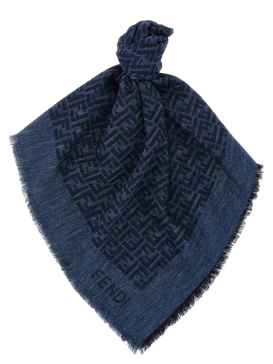 Fendi 64% cotton shawl in blue