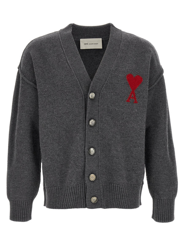 AMI Paris 100% wool cardigan in gray