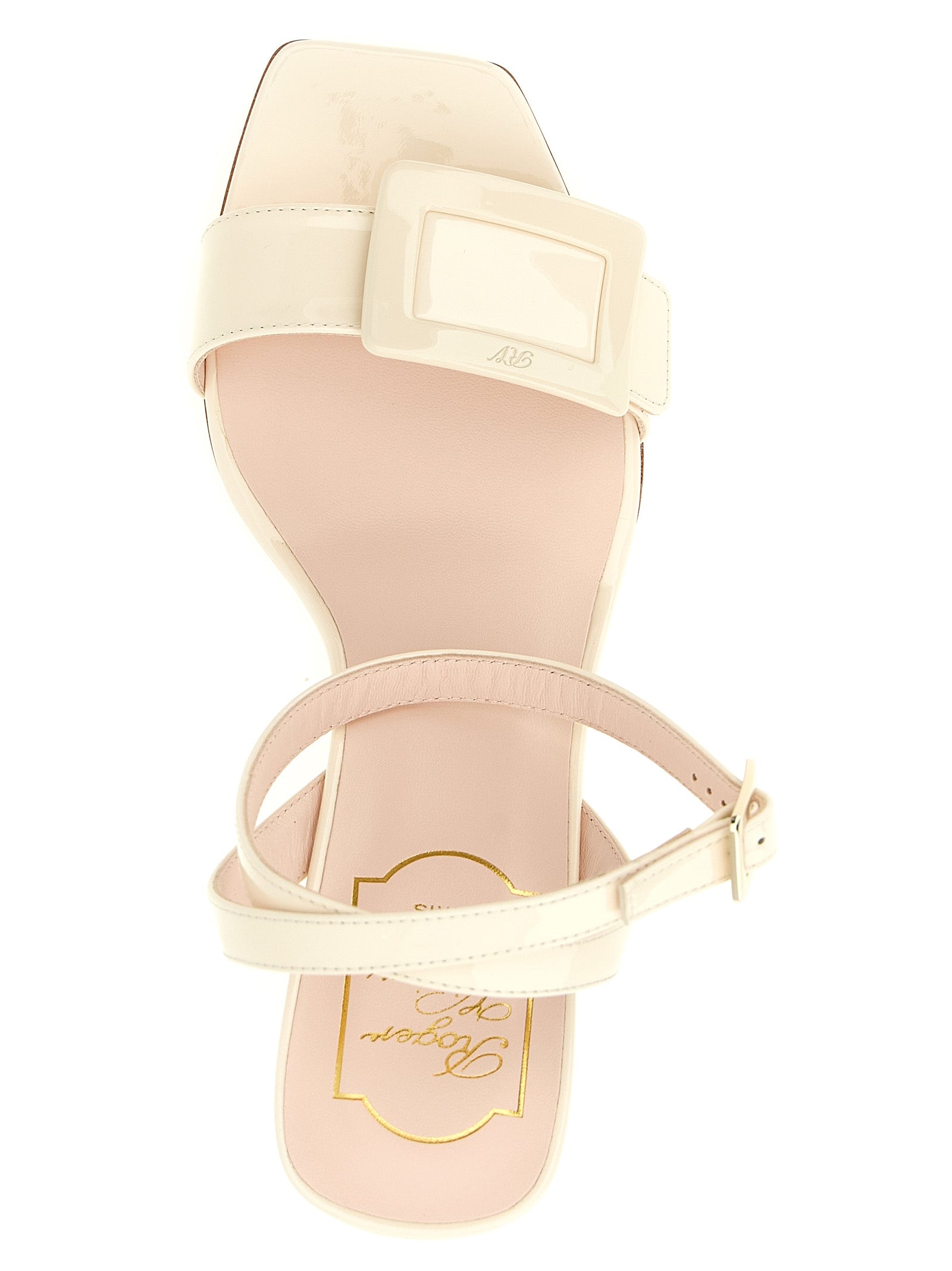 Roger Vivier 100% Calfskin Leather wedge sandal in white — view 4
