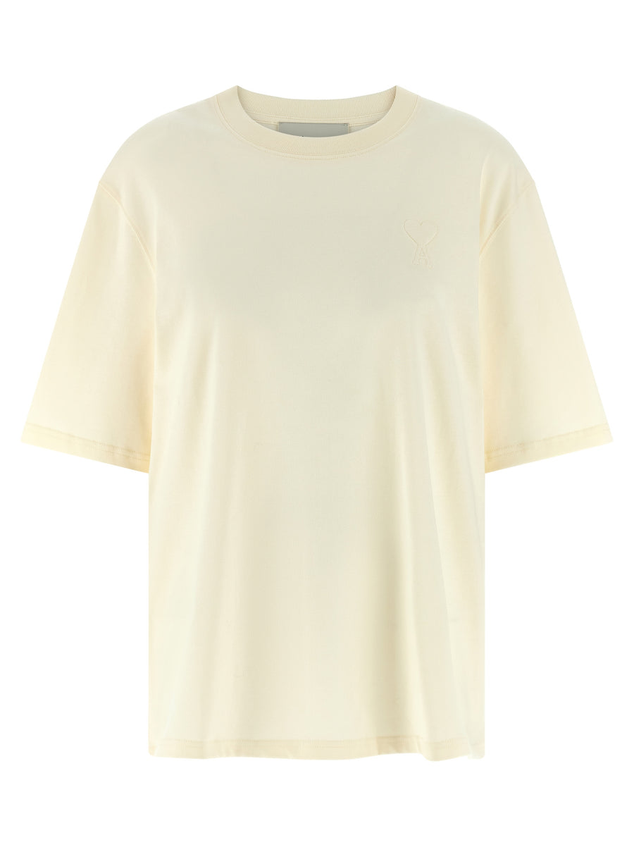 AMI Paris 100% cotton t-shirt in beige