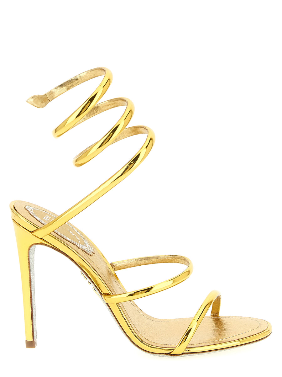 Rene Caovilla 100% calfskin leather sandal in gold