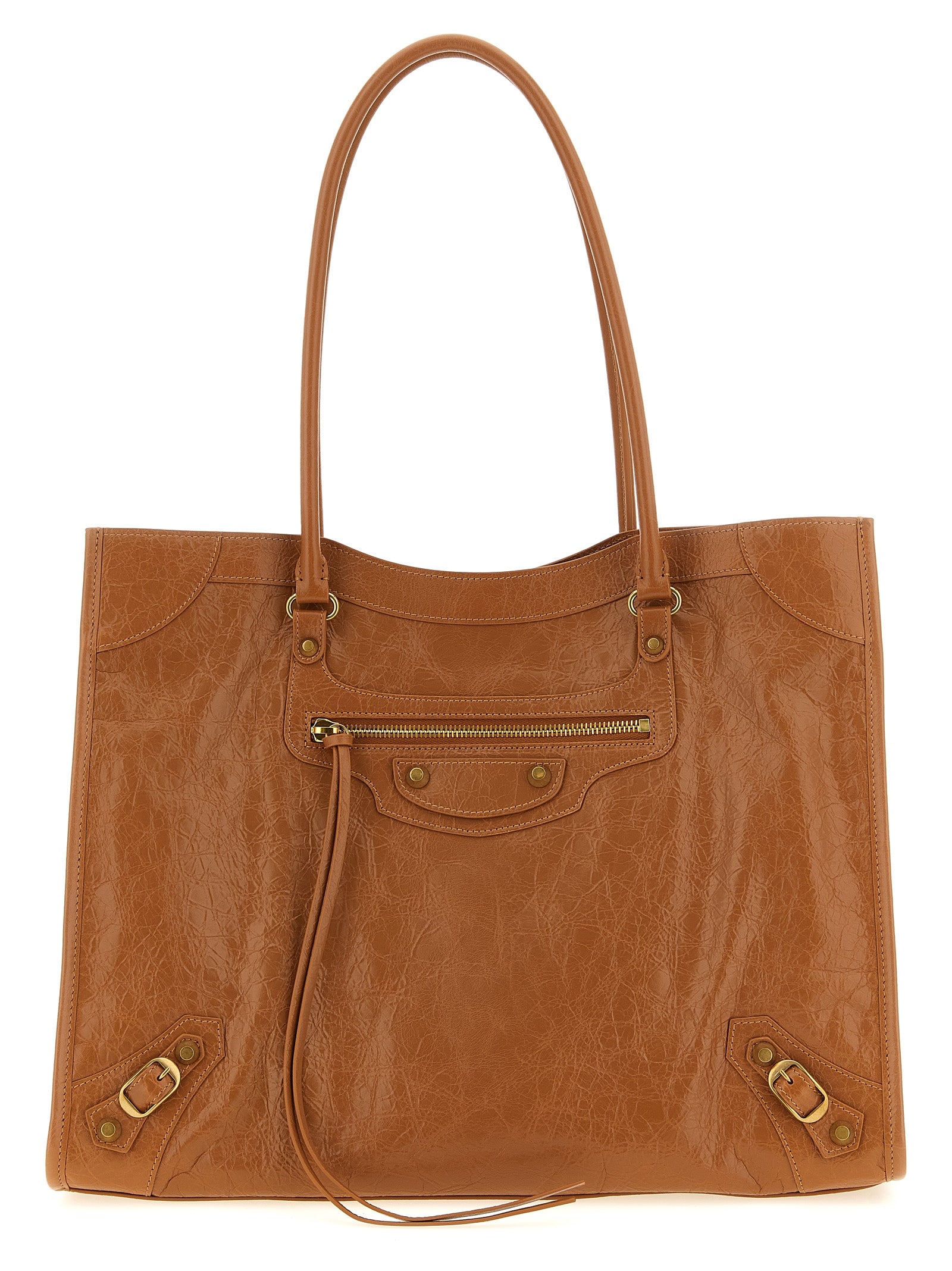 Balenciaga Lamb Leather Shoulder Bag — Brown