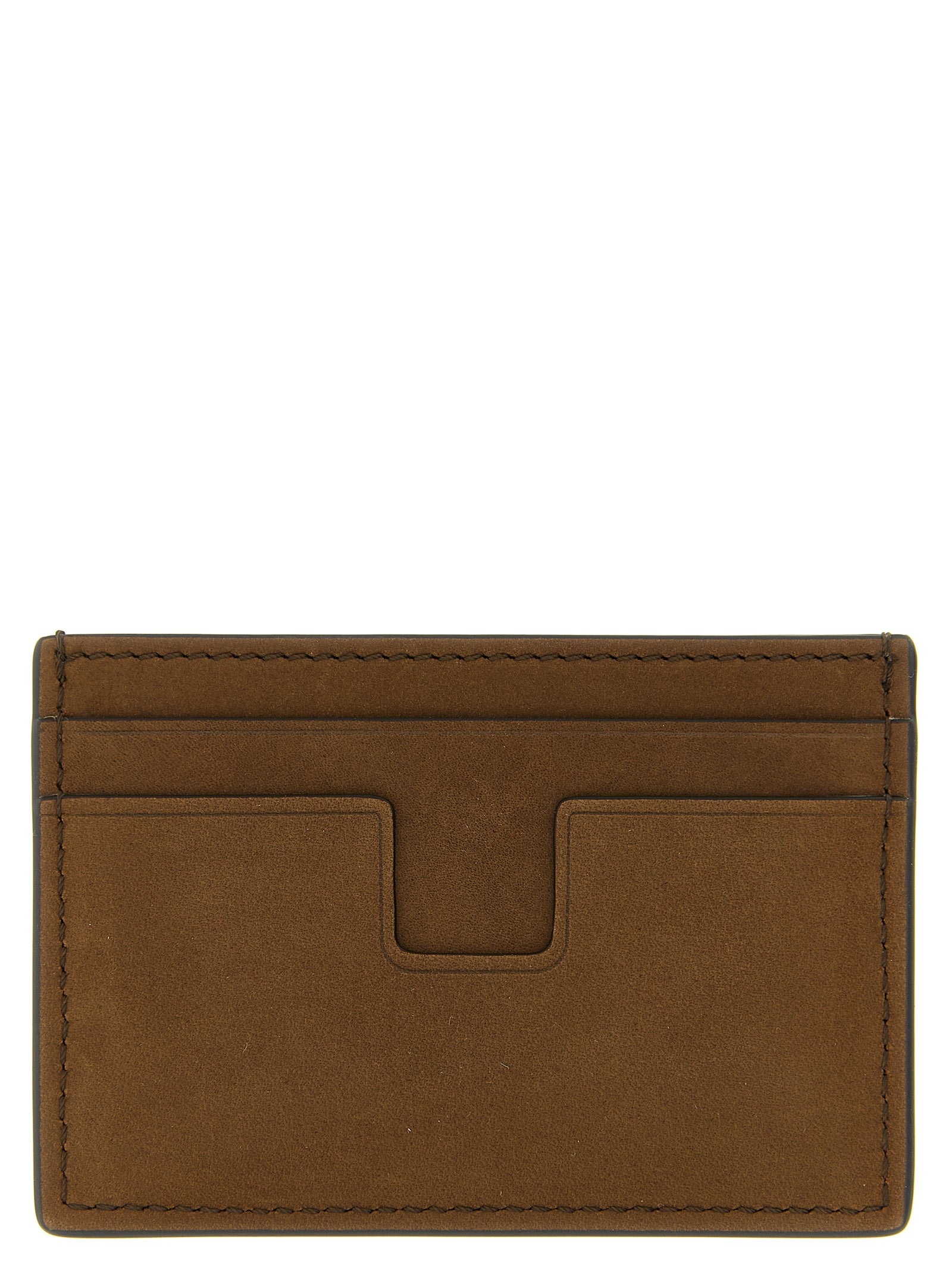 Tom Ford 100% Calfskin Leather card case in brown — view 2