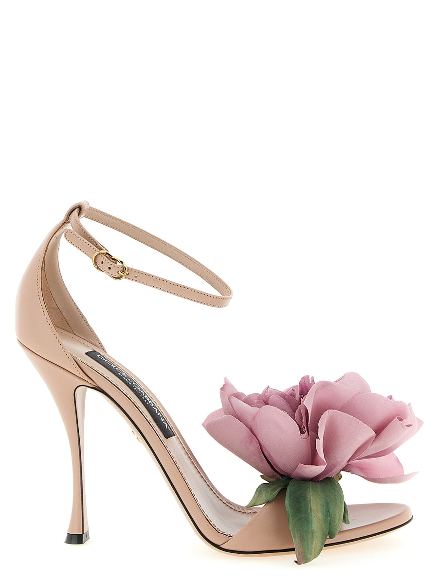 Dolce & Gabbana 100% calfskin leather heel sandal in pink