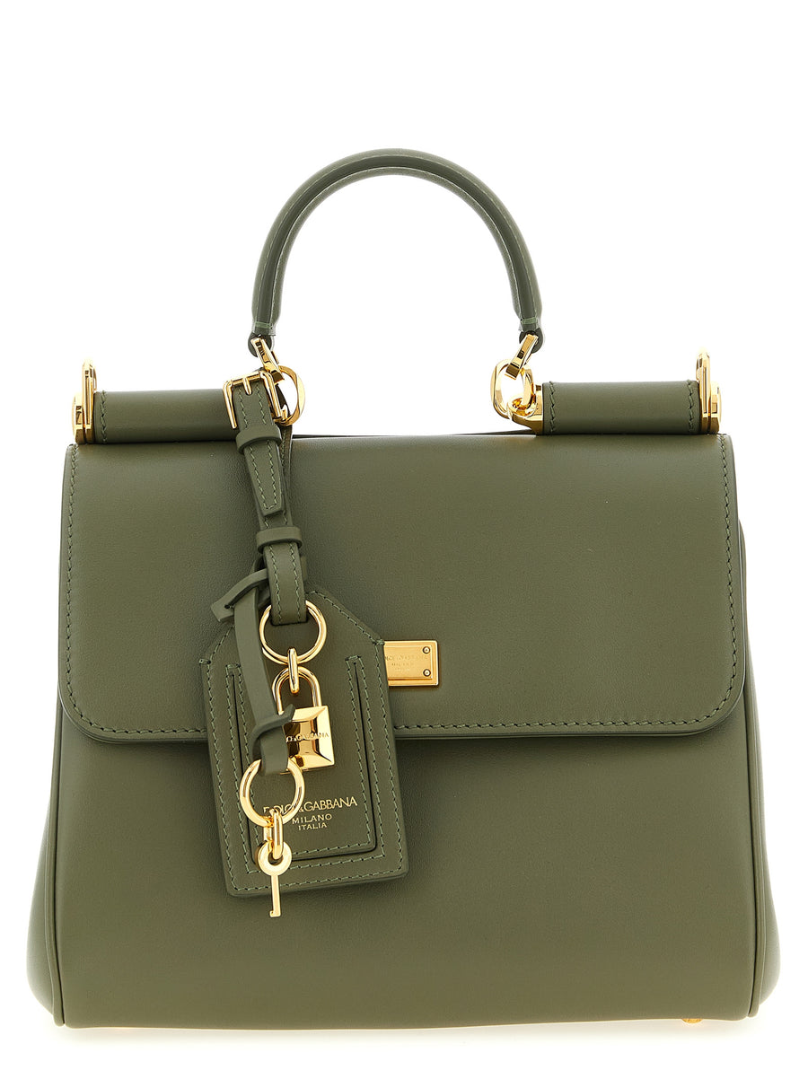 Dolce & Gabbana 95% calf leather top handle bag in green