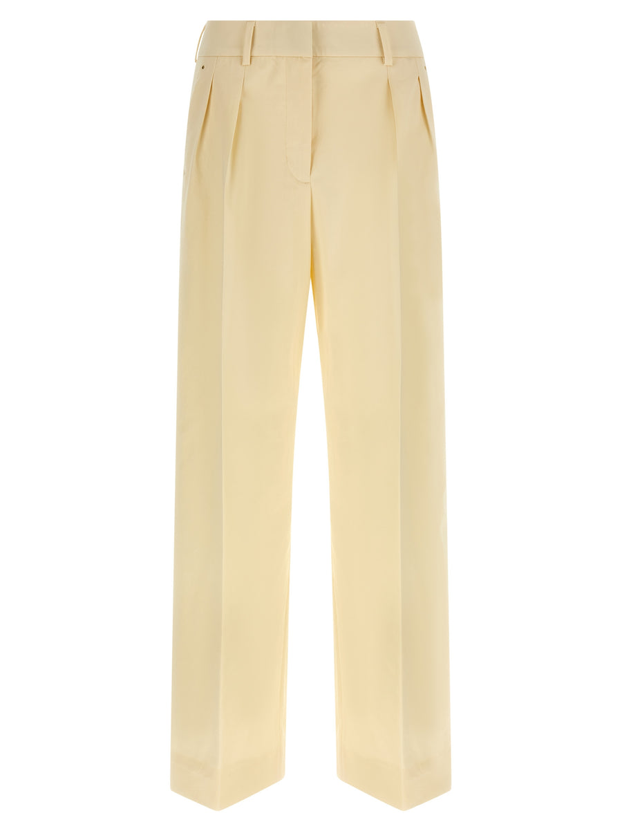 Moncler 100% cotton trousers in beige